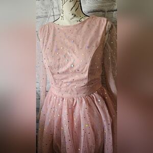 Girls 12-14 Sparkling Pink Big Kid Formal Dress Wedding Party Homecoming EUC